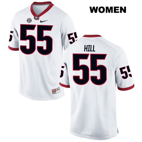 Georgia Bulldogs Women's Trey Hill #55 NCAA Authentic White Nike Stitched College Football Jersey OPE8756UI